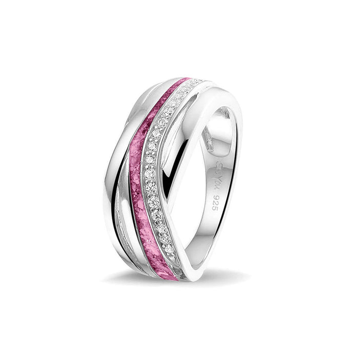 See You Memorial Ashes Silver Twisted Band Ring with Zircons (RG013)