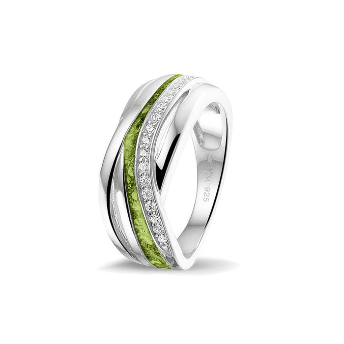 See You Memorial Ashes Silver Twisted Band Ring with Zircons (RG013)