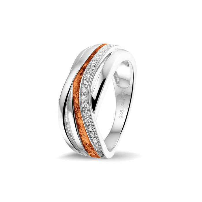 See You Memorial Ashes Silver Twisted Band Ring with Zircons (RG013)