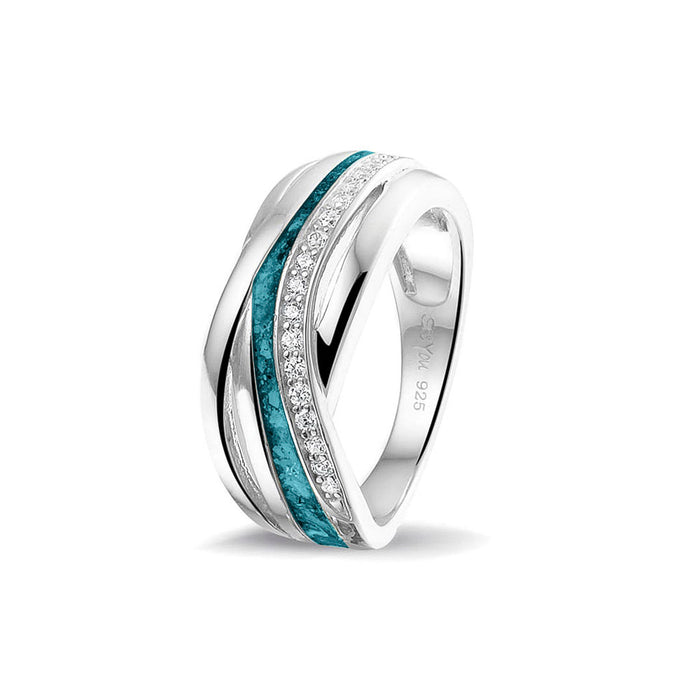 See You Memorial Ashes Silver Twisted Band Ring with Zircons (RG013)