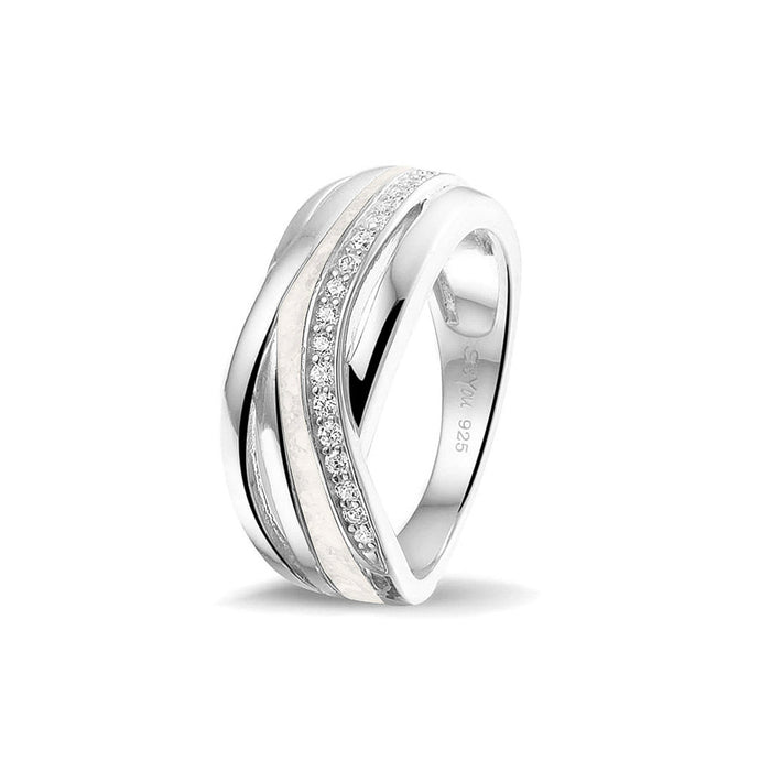 See You Memorial Ashes Silver Twisted Band Ring with Zircons (RG013)