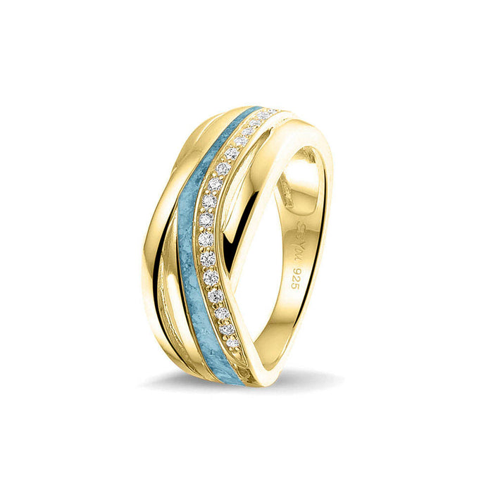 See You Memorial Ashes 9kt Yellow Gold Twisted Band Ring with Zircons (RG013Y9)