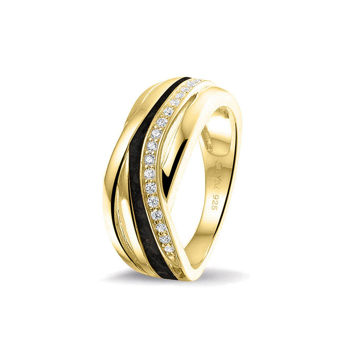 See You Memorial Ashes 9kt Yellow Gold Twisted Band Ring with Zircons (RG013Y9)