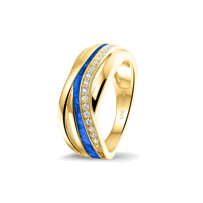 See You Memorial Ashes 9kt Yellow Gold Twisted Band Ring with Zircons (RG013Y9)