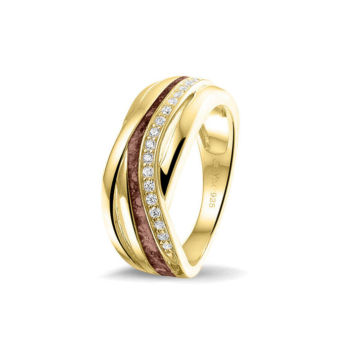 See You Memorial Ashes 9kt Yellow Gold Twisted Band Ring with Zircons (RG013Y9)