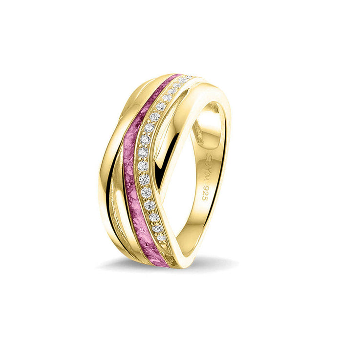 See You Memorial Ashes 9kt Yellow Gold Twisted Band Ring with Zircons (RG013Y9)
