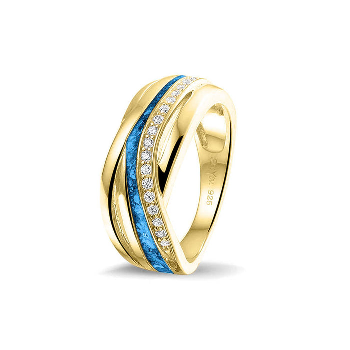 See You Memorial Ashes 9kt Yellow Gold Twisted Band Ring with Zircons (RG013Y9)