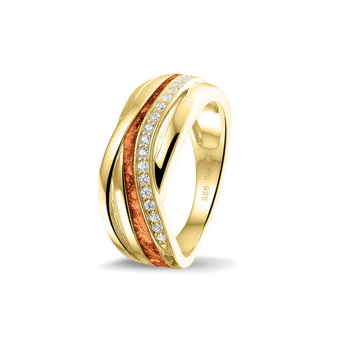 See You Memorial Ashes 9kt Yellow Gold Twisted Band Ring with Zircons (RG013Y9)