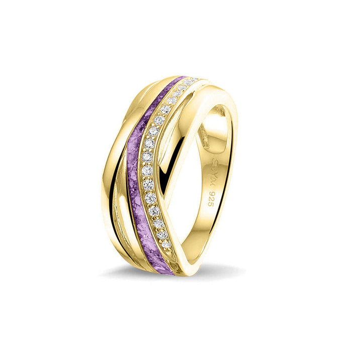 See You Memorial Ashes 9kt Yellow Gold Twisted Band Ring with Zircons (RG013Y9)