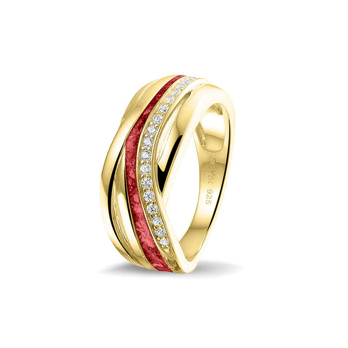 See You Memorial Ashes 9kt Yellow Gold Twisted Band Ring with Zircons (RG013Y9)