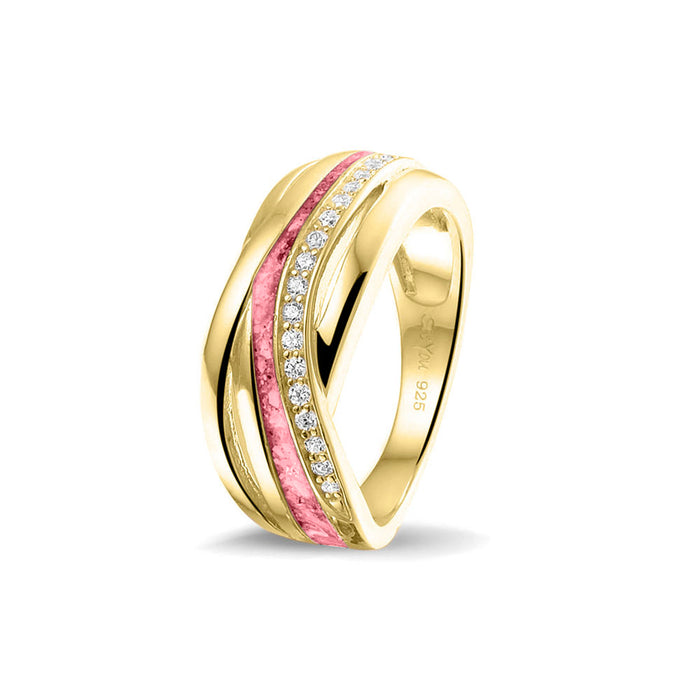 See You Memorial Ashes 9kt Yellow Gold Twisted Band Ring with Zircons (RG013Y9)