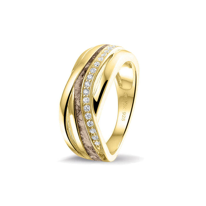 See You Memorial Ashes 9kt Yellow Gold Twisted Band Ring with Zircons (RG013Y9)