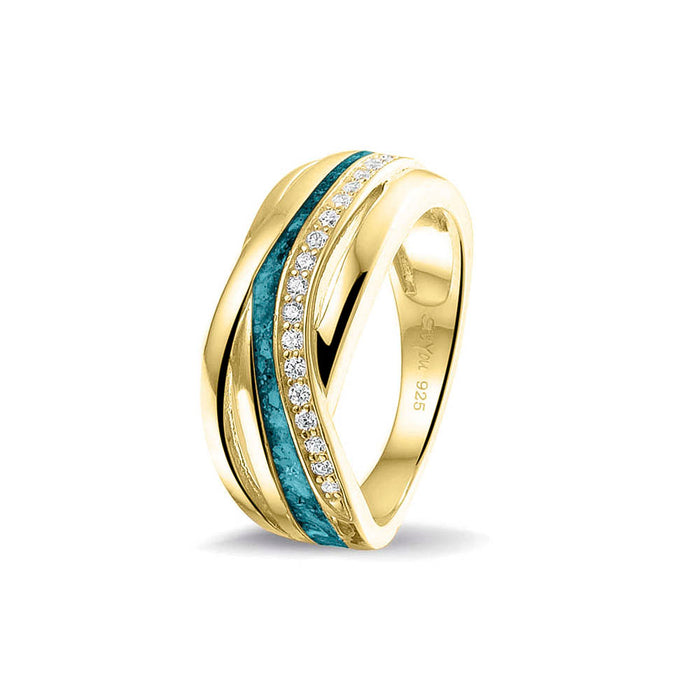 See You Memorial Ashes 9kt Yellow Gold Twisted Band Ring with Zircons (RG013Y9)