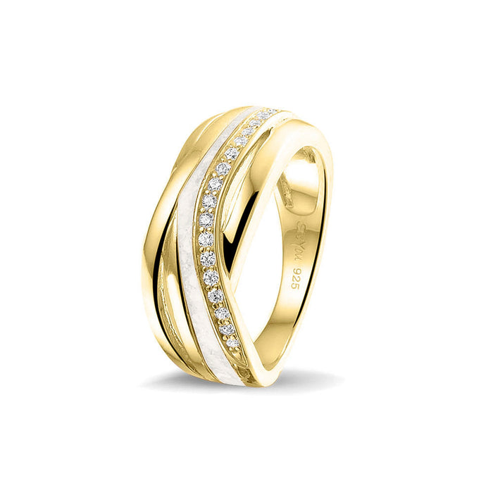 See You Memorial Ashes 9kt Yellow Gold Twisted Band Ring with Zircons (RG013Y9)