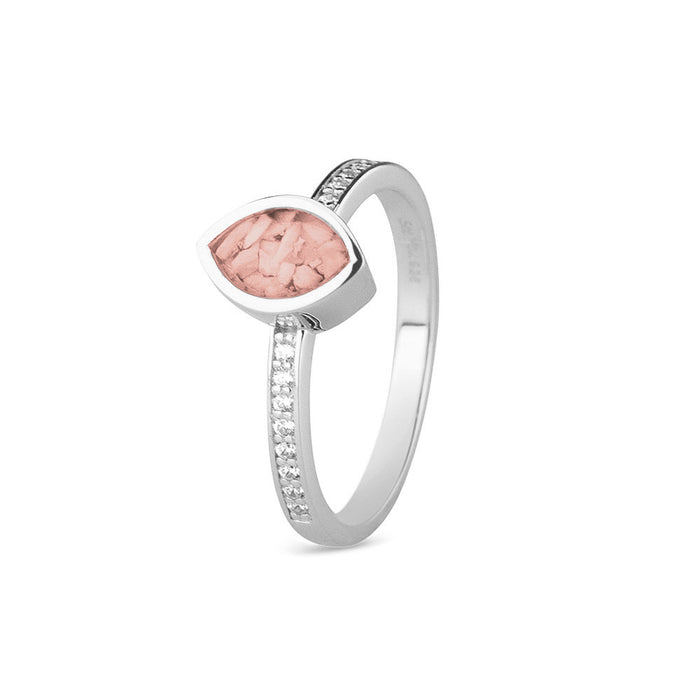 See You Memorial Ashes Silver Ring with Zircon Band and Marquise Centre (RG016)