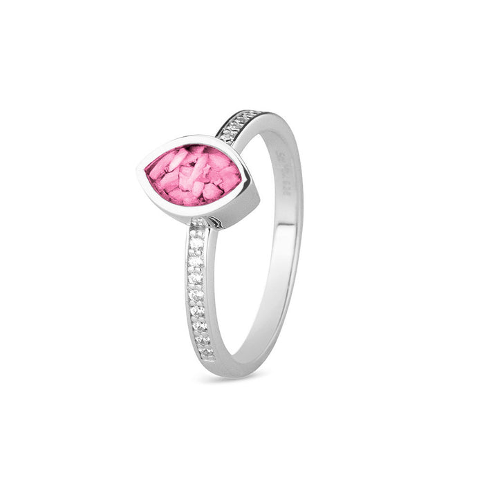 See You Memorial Ashes Silver Ring with Zircon Band and Marquise Centre (RG016)
