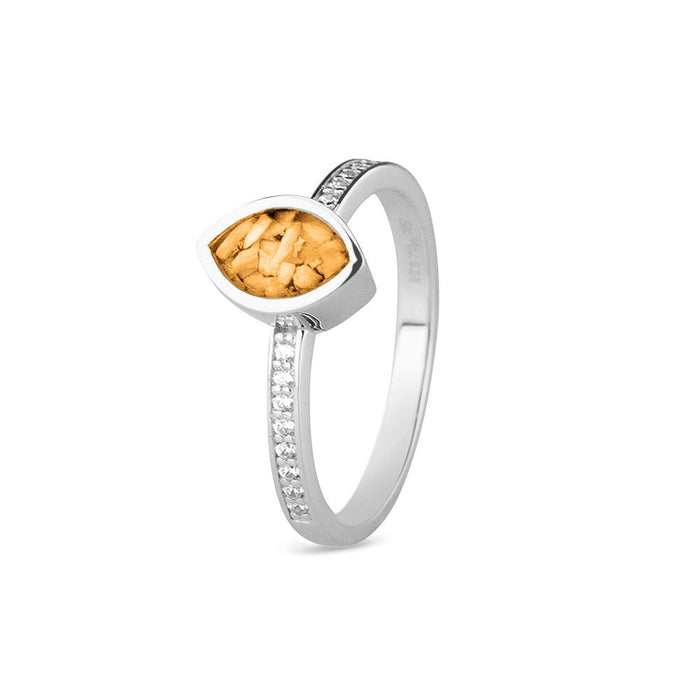 See You Memorial Ashes Silver Ring with Zircon Band and Marquise Centre (RG016)