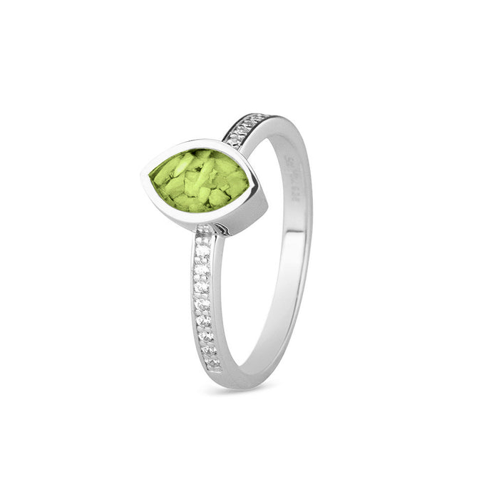 See You Memorial Ashes Silver Ring with Zircon Band and Marquise Centre (RG016)