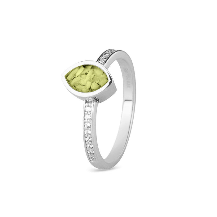 See You Memorial Ashes Silver Ring with Zircon Band and Marquise Centre (RG016)