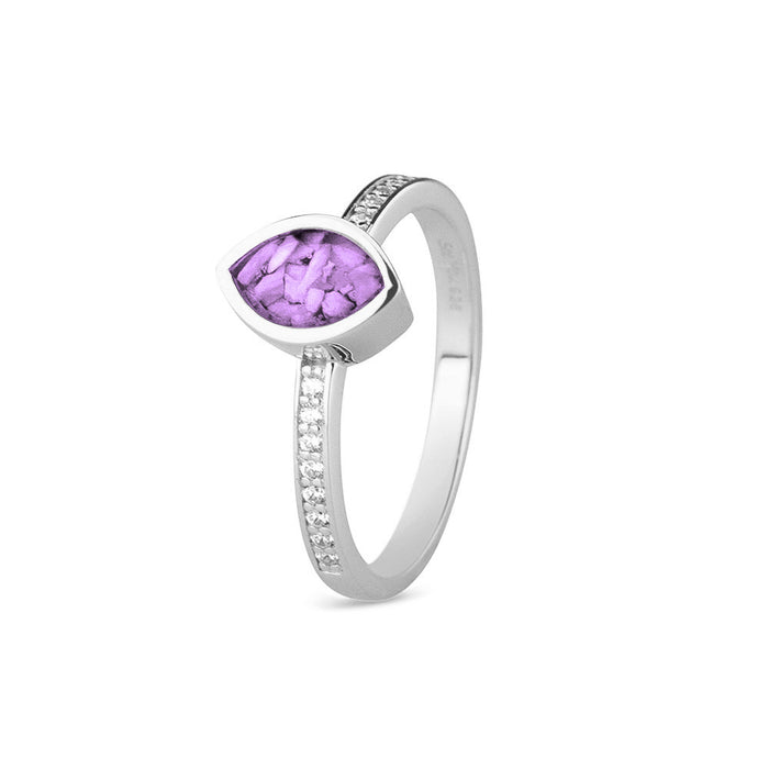 See You Memorial Ashes Silver Ring with Zircon Band and Marquise Centre (RG016)