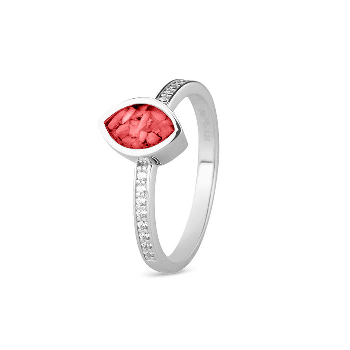 See You Memorial Ashes Silver Ring with Zircon Band and Marquise Centre (RG016)