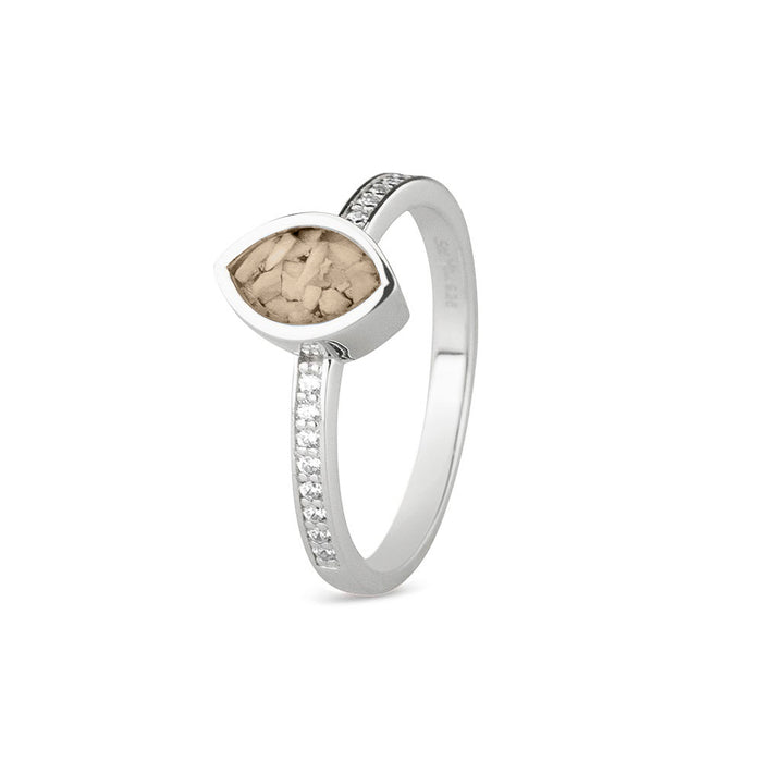 See You Memorial Ashes Silver Ring with Zircon Band and Marquise Centre (RG016)