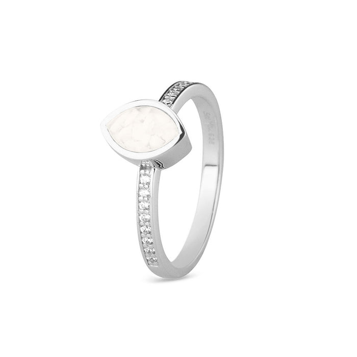 See You Memorial Ashes Silver Ring with Zircon Band and Marquise Centre (RG016)