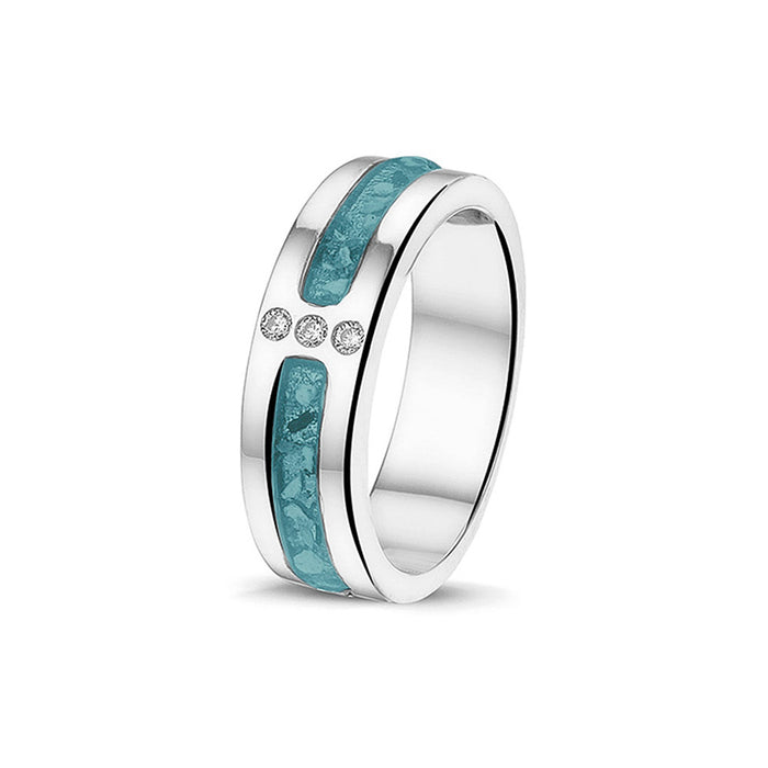 See You Memorial Ashes Silver Ring with 3 Zircons (RG024)