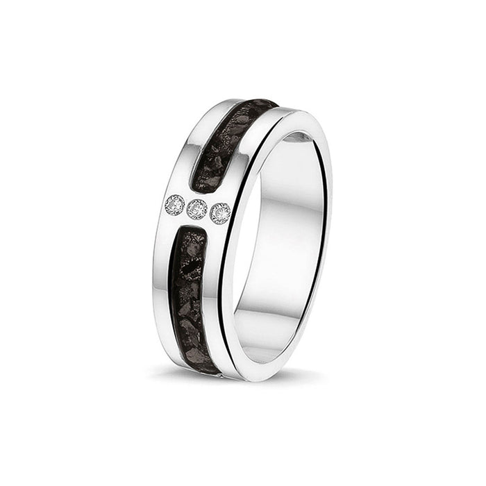 See You Memorial Ashes Silver Ring with 3 Zircons (RG024)