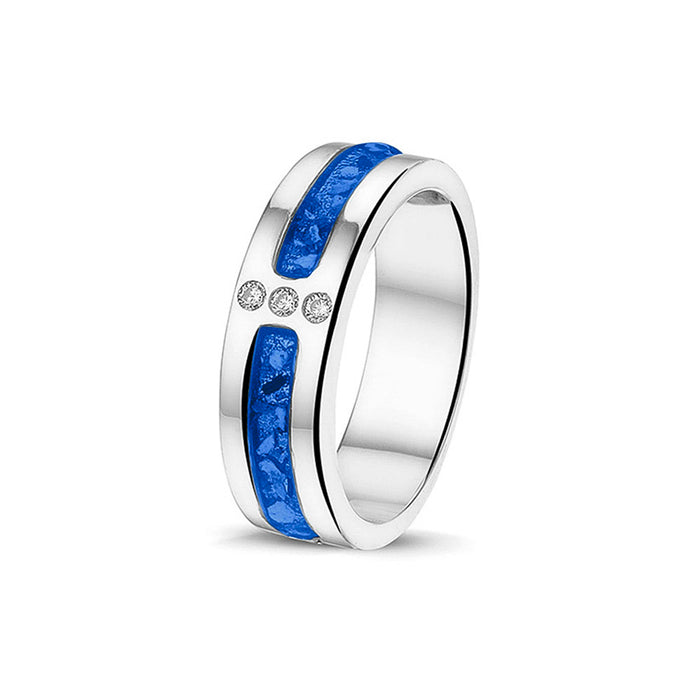 See You Memorial Ashes Silver Ring with 3 Zircons (RG024)