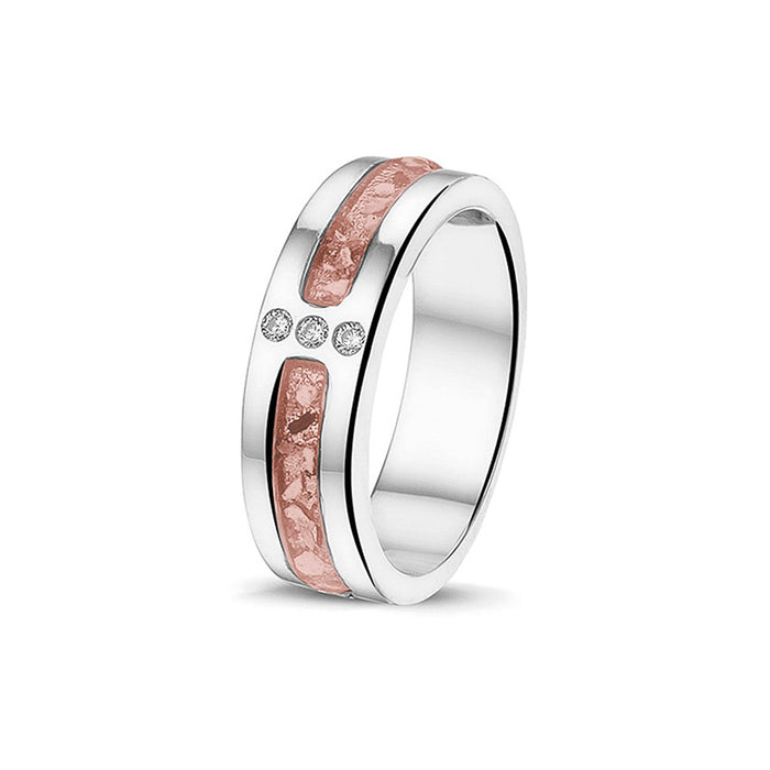 See You Memorial Ashes Silver Ring with 3 Zircons (RG024)