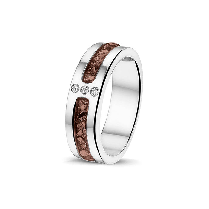 See You Memorial Ashes Silver Ring with 3 Zircons (RG024)