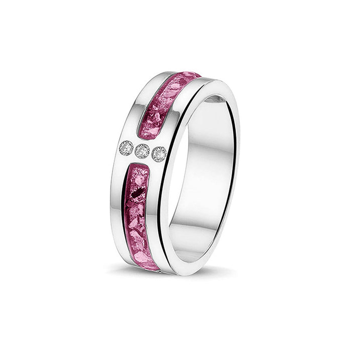See You Memorial Ashes Silver Ring with 3 Zircons (RG024)