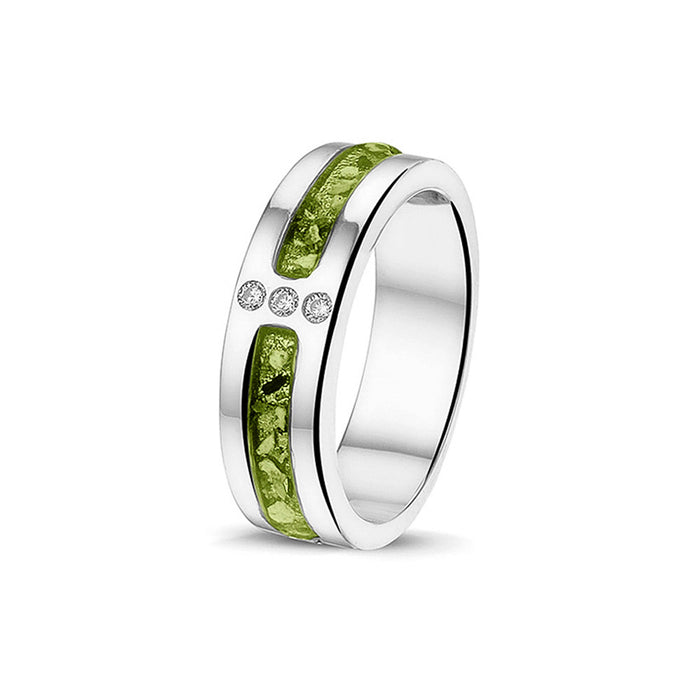 See You Memorial Ashes Silver Ring with 3 Zircons (RG024)