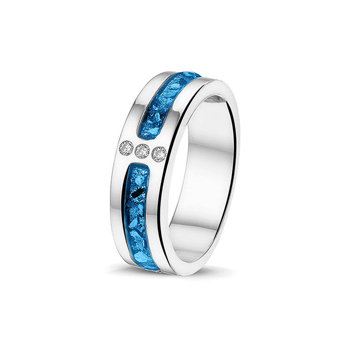See You Memorial Ashes Silver Ring with 3 Zircons (RG024)