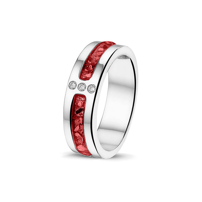 See You Memorial Ashes Silver Ring with 3 Zircons (RG024)