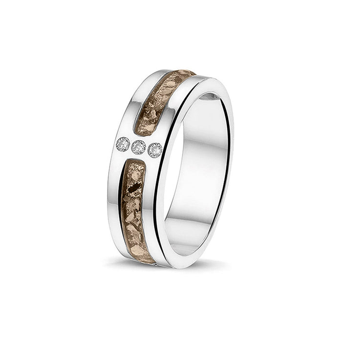 See You Memorial Ashes Silver Ring with 3 Zircons (RG024)