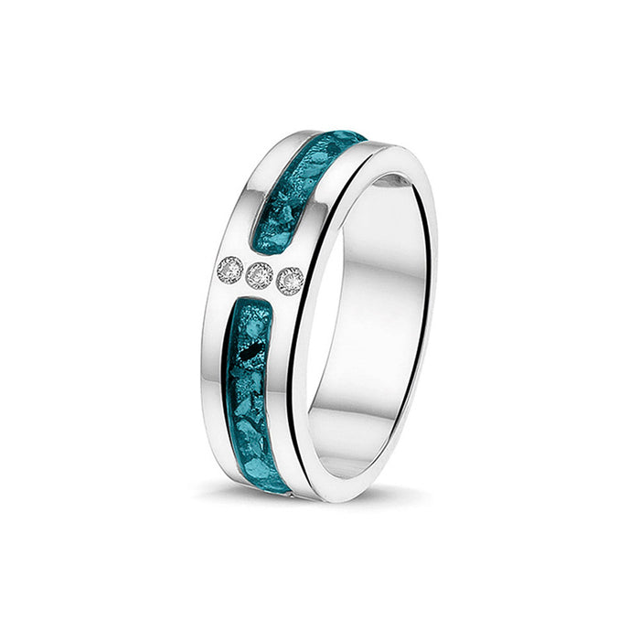 See You Memorial Ashes Silver Ring with 3 Zircons (RG024)