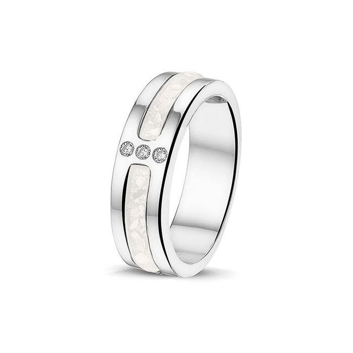 See You Memorial Ashes Silver Ring with 3 Zircons (RG024)