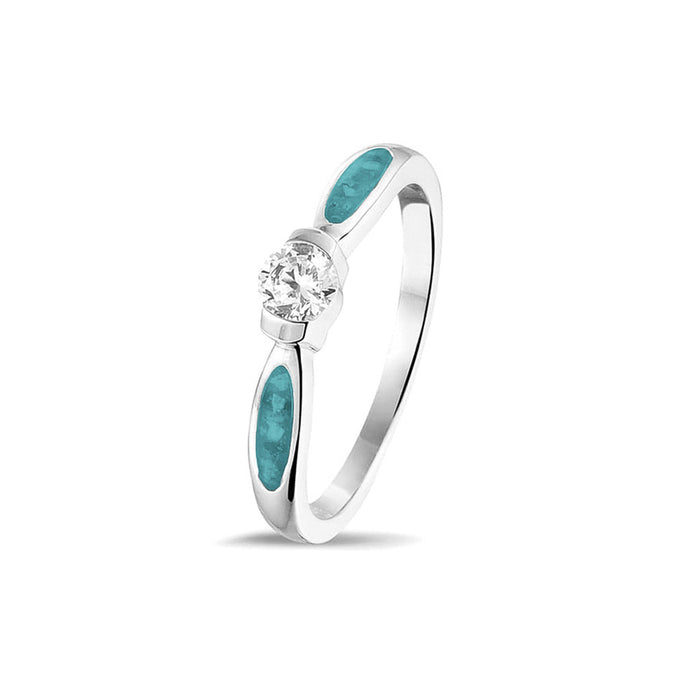 See You Memorial Ashes Silver Ring with Single Zircon (RG043)