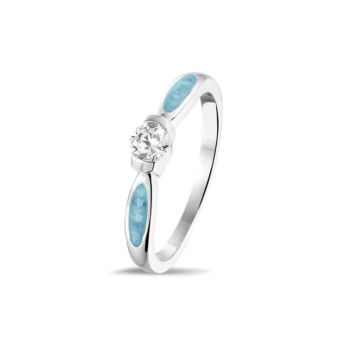 See You Memorial Ashes Silver Ring with Single Zircon (RG043)