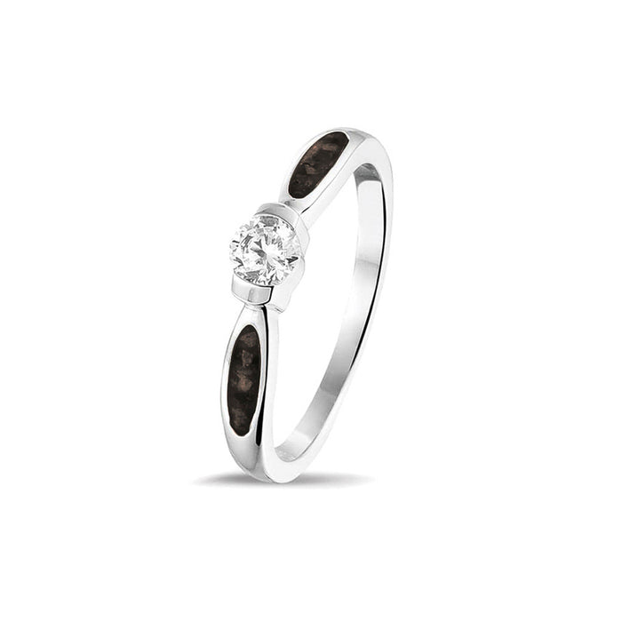 See You Memorial Ashes Silver Ring with Single Zircon (RG043)