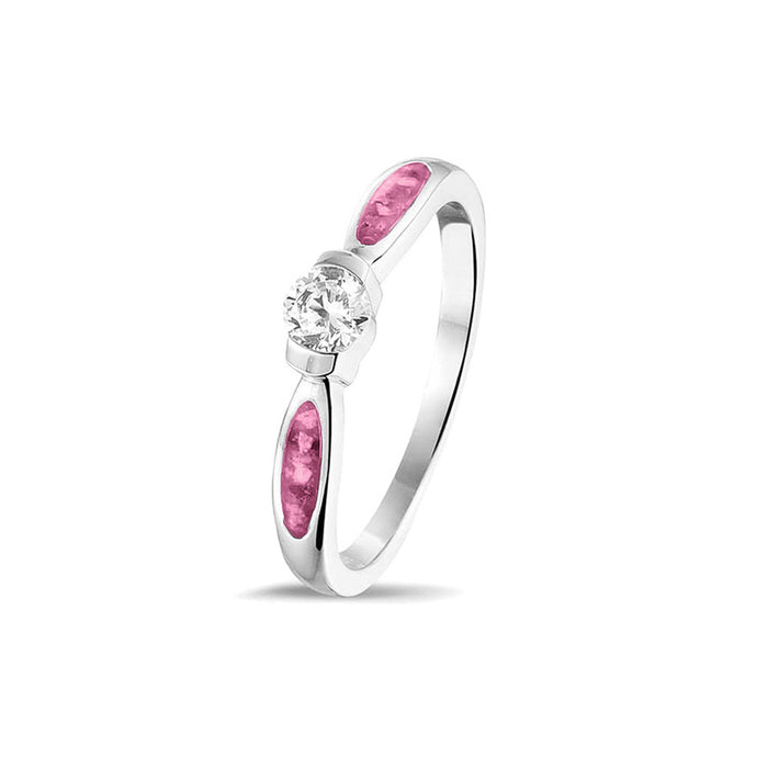 See You Memorial Ashes Silver Ring with Single Zircon (RG043)