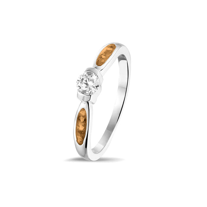 See You Memorial Ashes Silver Ring with Single Zircon (RG043)