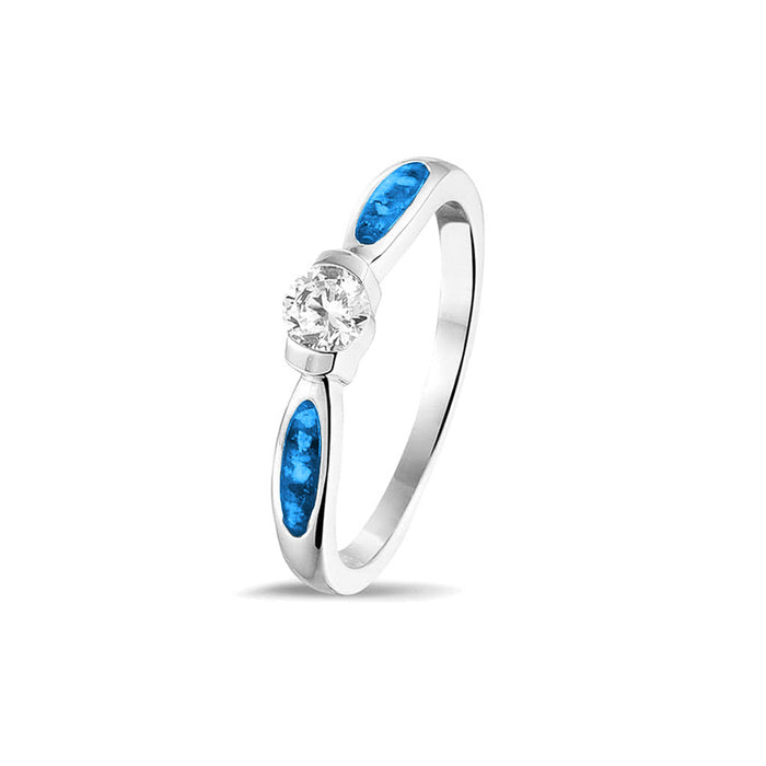See You Memorial Ashes Silver Ring with Single Zircon (RG043)