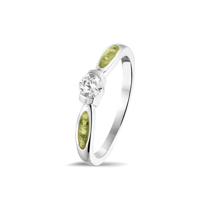 See You Memorial Ashes Silver Ring with Single Zircon (RG043)