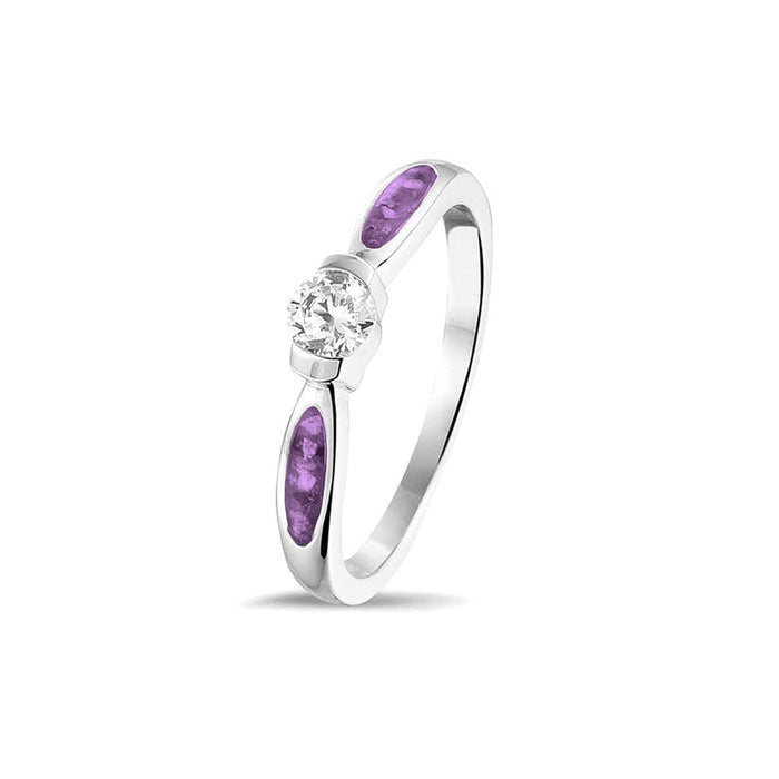 See You Memorial Ashes Silver Ring with Single Zircon (RG043)
