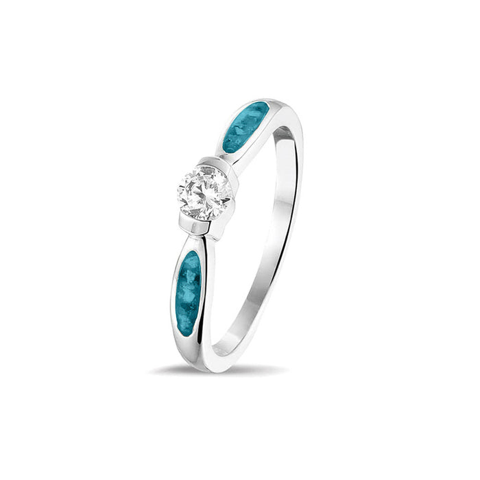 See You Memorial Ashes Silver Ring with Single Zircon (RG043)