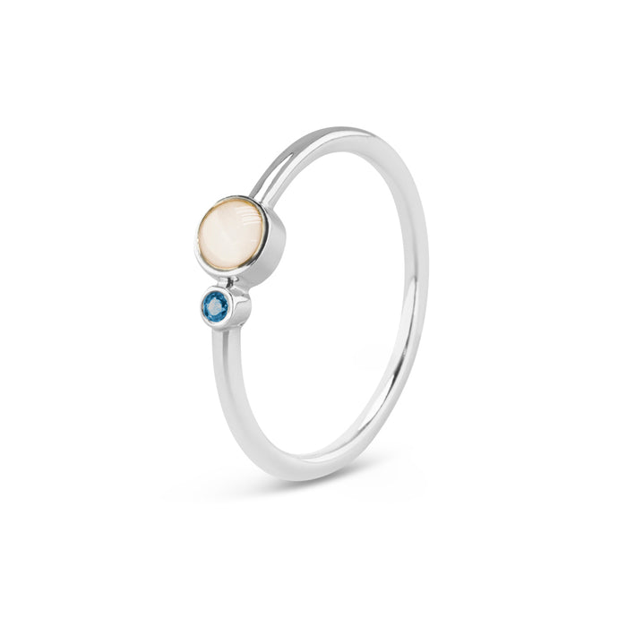 See You Memorial Birth Stone Simple Band Ashes Silver Ring (RG047)