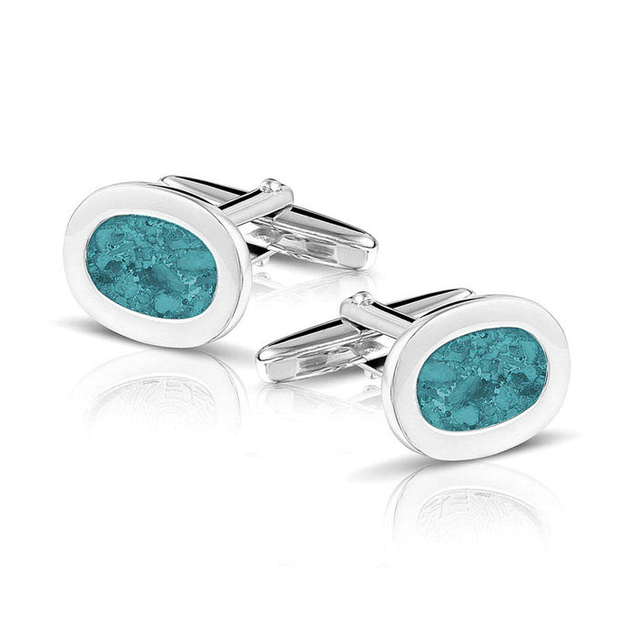 See You Memorial Jewellery Oval Cufflinks Ashes/Hair/Fur (RL006 SC)